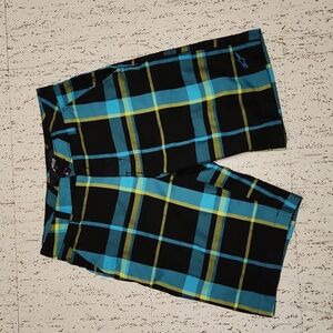 Alpine Stars Flannel Pattern Embroidered Logo Shorts Blue, Black & Yellow